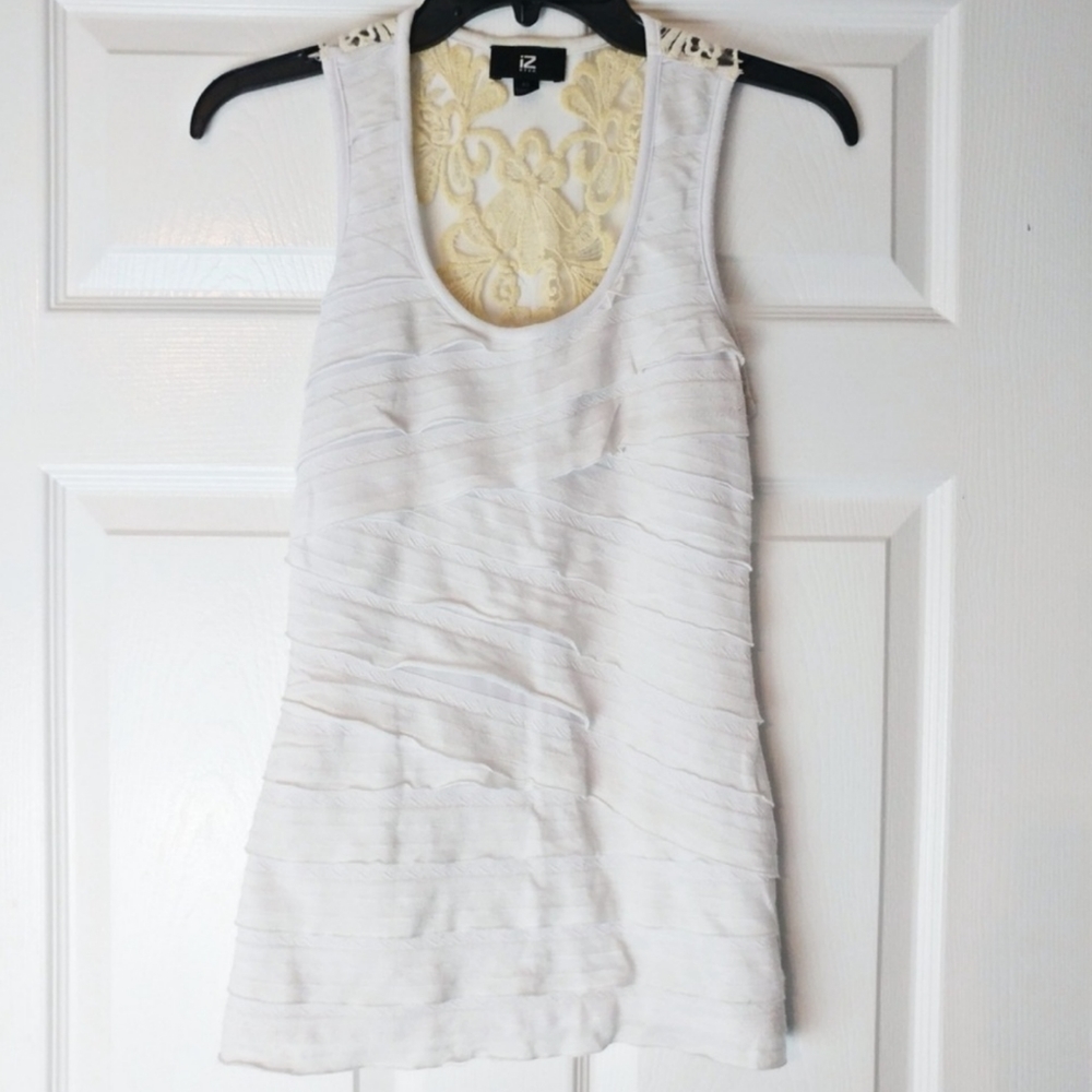 IZ BYER Size XS White Bandage Wrap Lace Tank Top